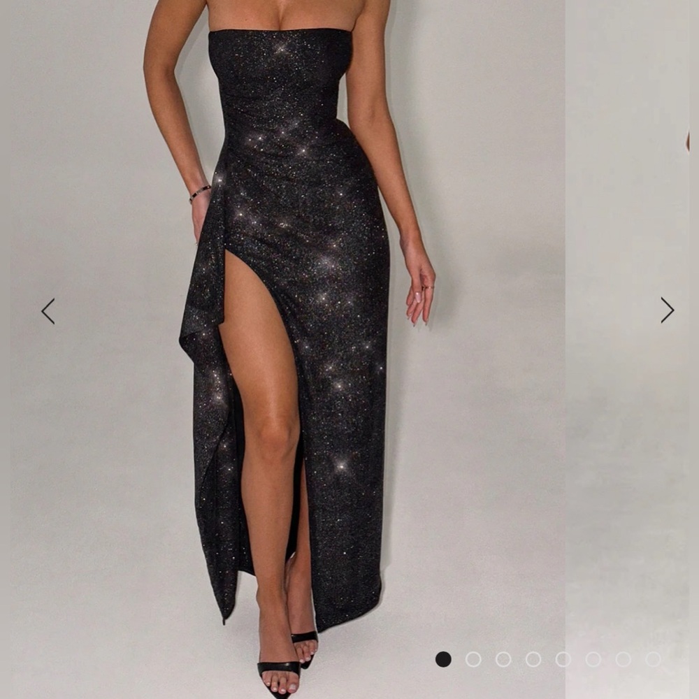 BABYBOO Black sparkle dress and gloves